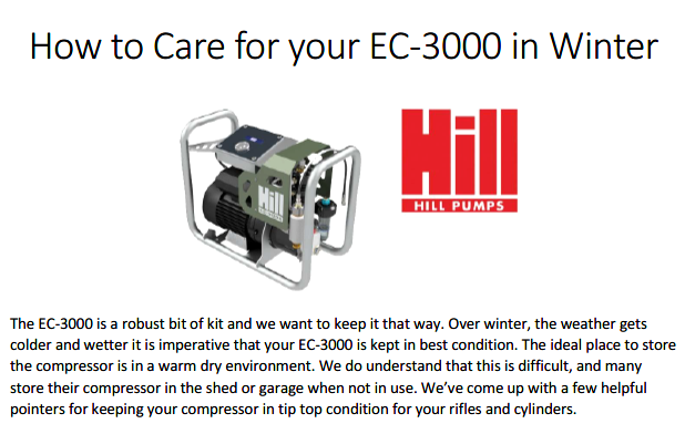 How To Care for your EC-3000 in Winter